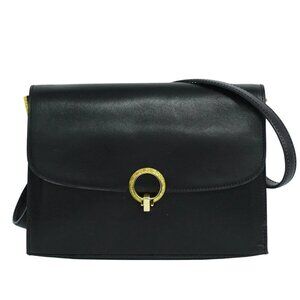 MORABITO Leather Shoulder Bag Black Gold